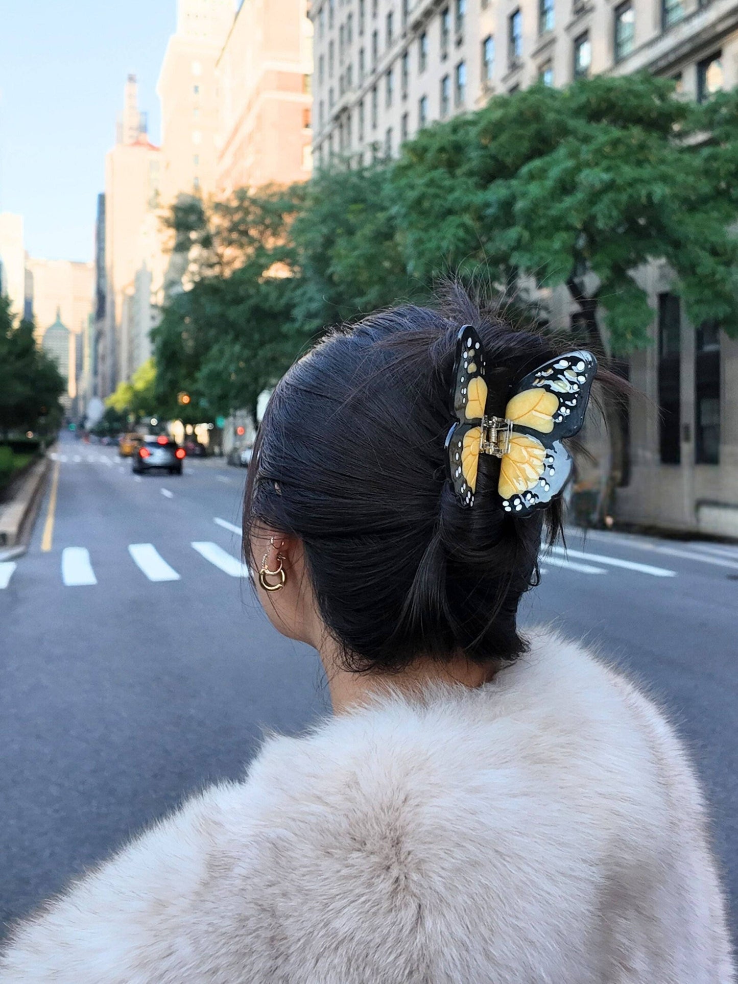 Solar Eclipse Hand-painted Monarch Butterfly Claw Hair Clip |Yellow