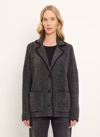 Michael Stars Rory Knit Blazer- Black Herringbone