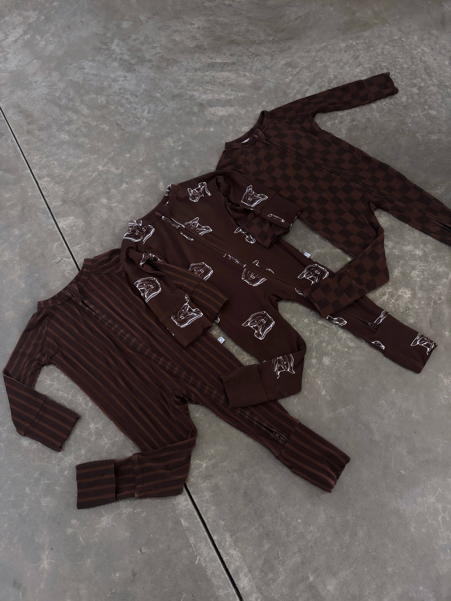 One Little Love Brown Checker Bamboo Romper