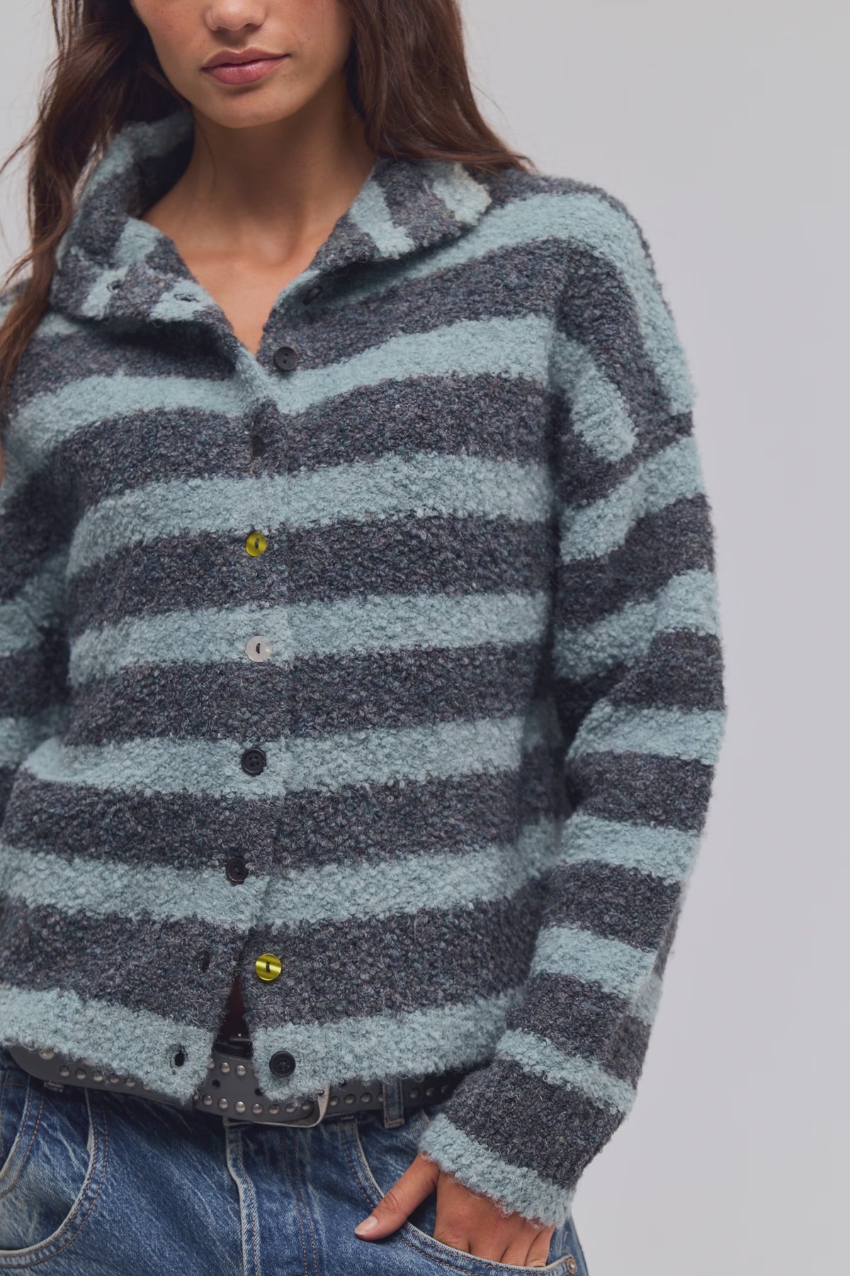 Free People Button Collection Car- Storm Cloud