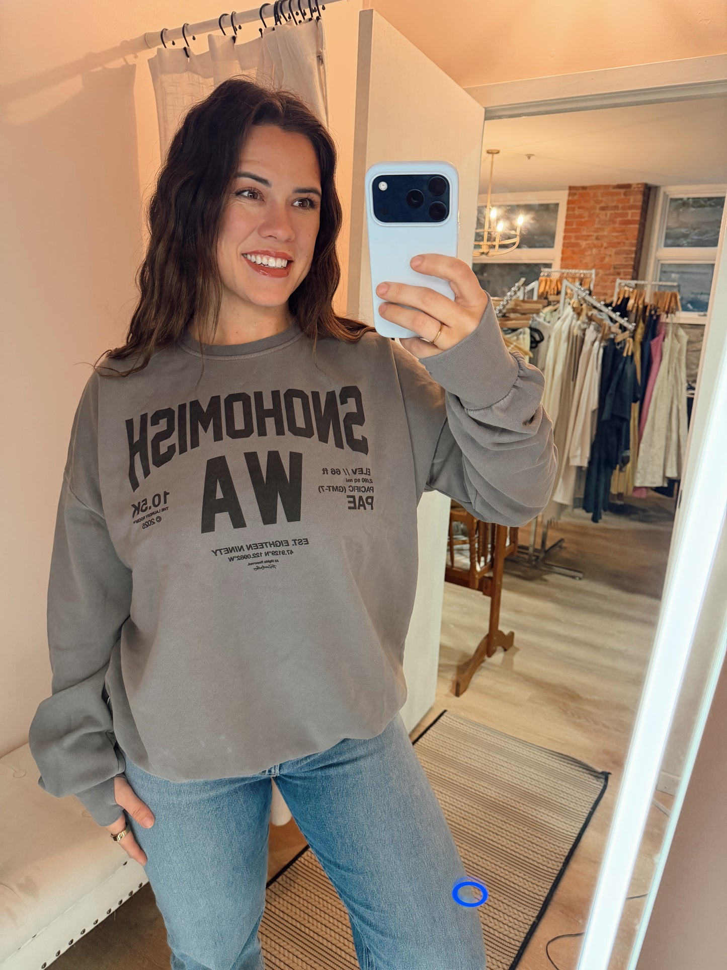 The Laundry Room Snohomish Crewneck- Gravity Grey & Black
