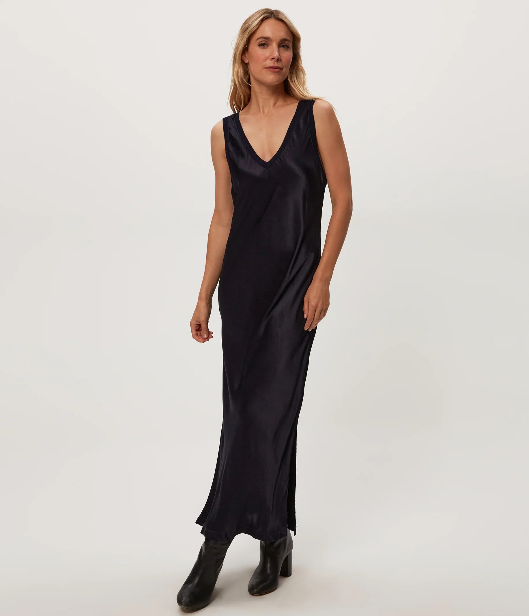 Michael Stars Randi Satin Midi Dress-Nocturnal Michael Stars Randi Satin Midi Dress-Nocturnal