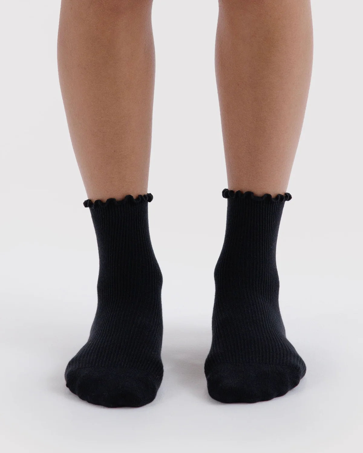 BAGGU Lettuce Edge Sock Set of 2- Black