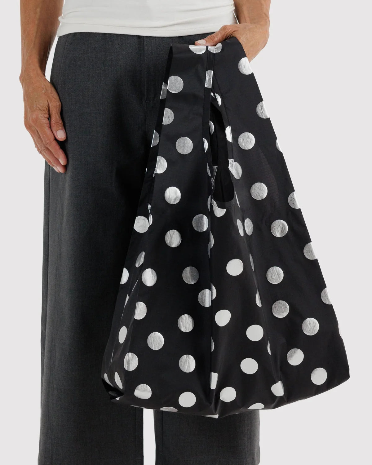 BAGGU Standard Baggu Bag- Silver Metallic Polka Dot