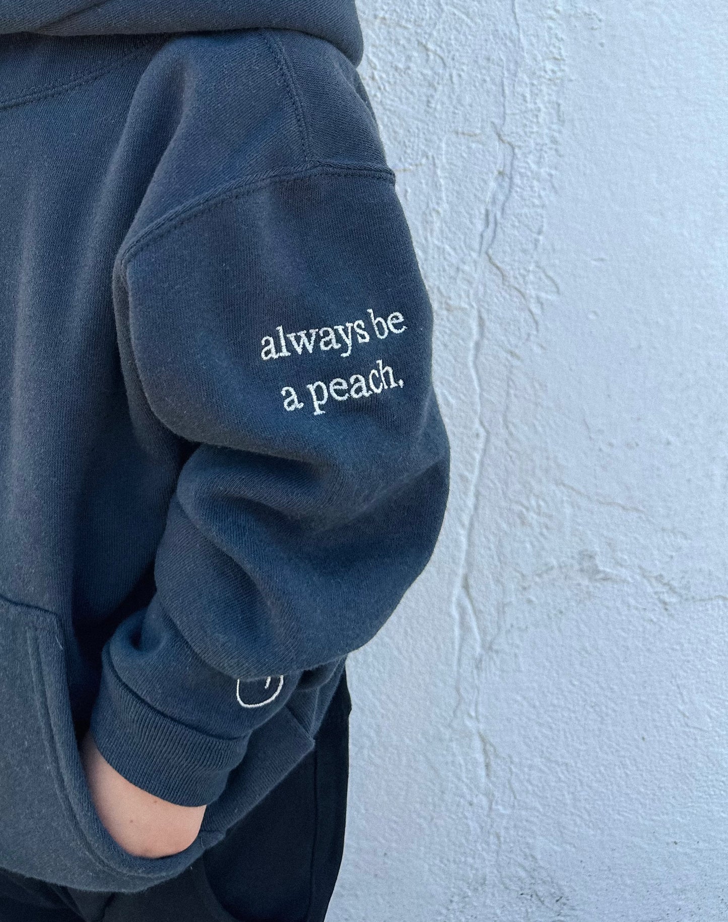 Kids "always be a peach" hoodie- Cool Black