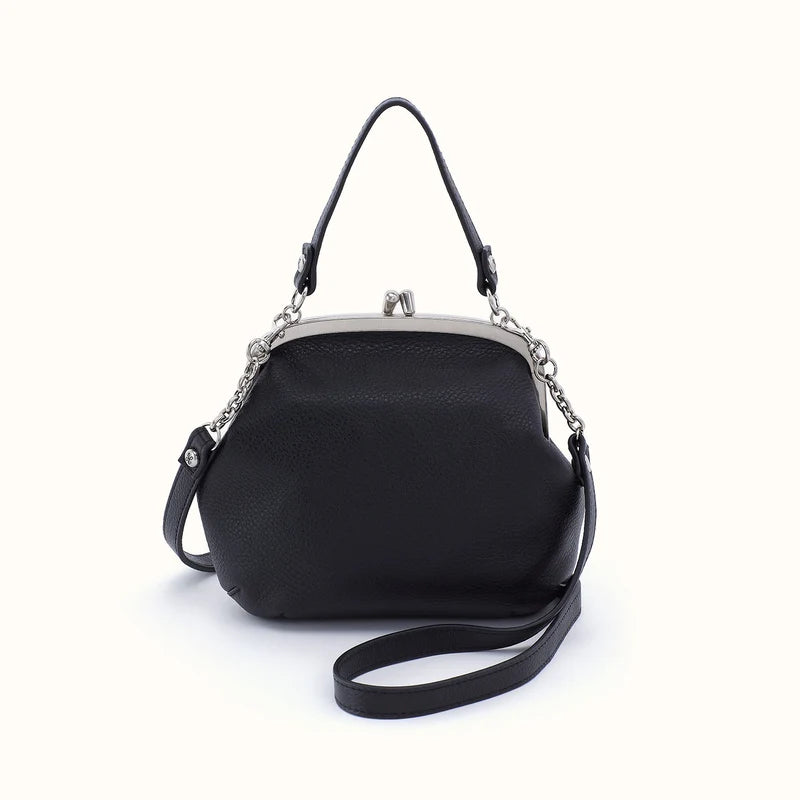 HOBO Alba Frame Small Shoulder Bag In Pebble Leather- Black