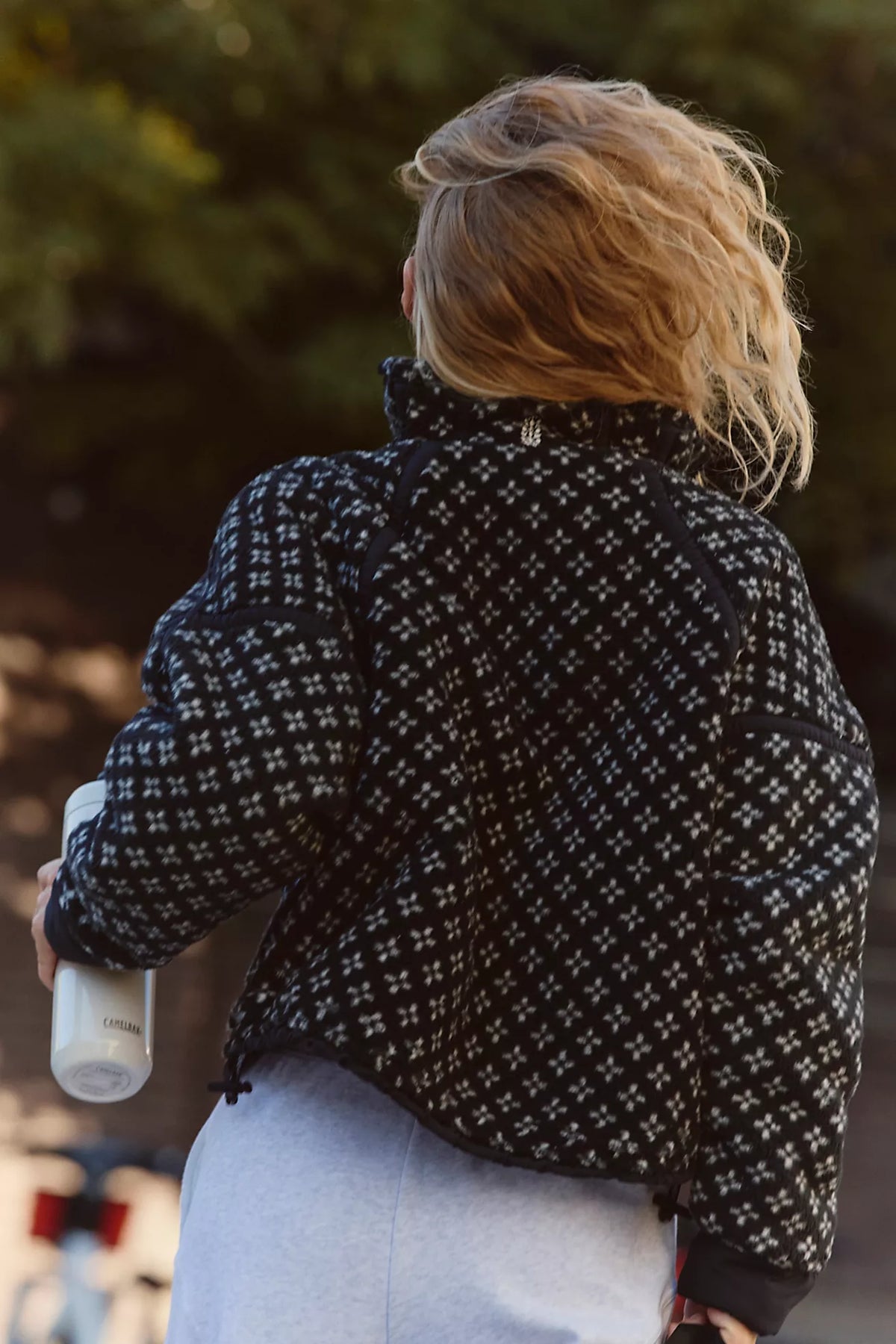 Free People Mountain High Printed Half-Zip- Birdseye Black Combo