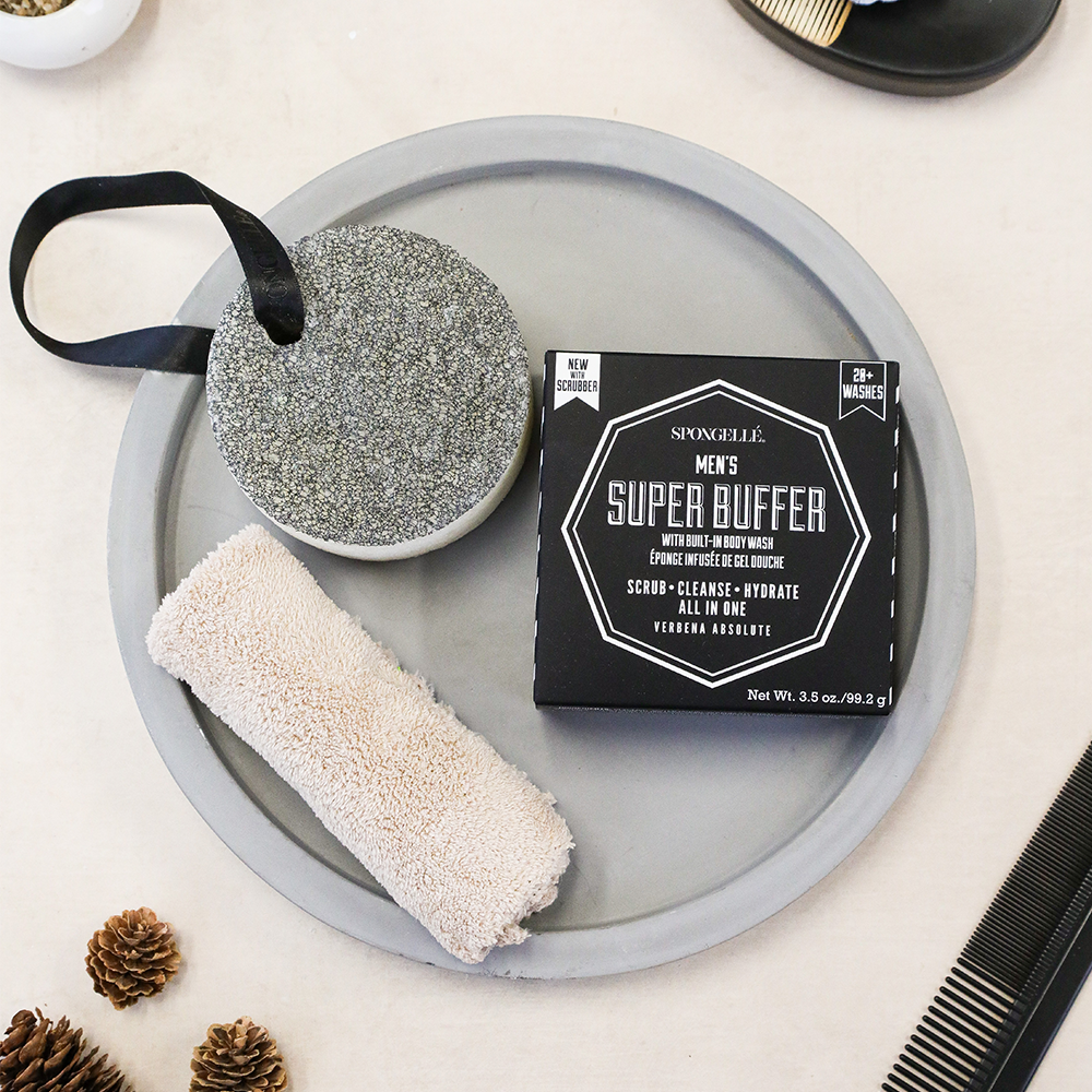 Spongelle Men's Super Buffer w/ Black Scrubber -Verbena Absolute
