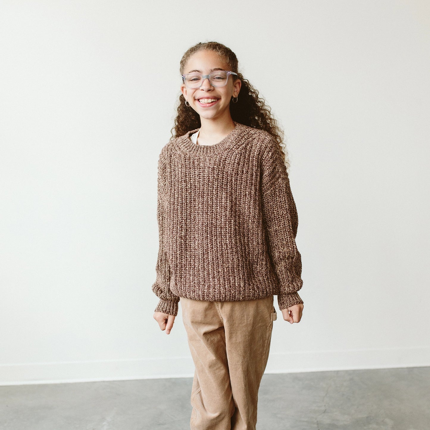 Cotton Kids Chunky Knit Sweater - Bark
