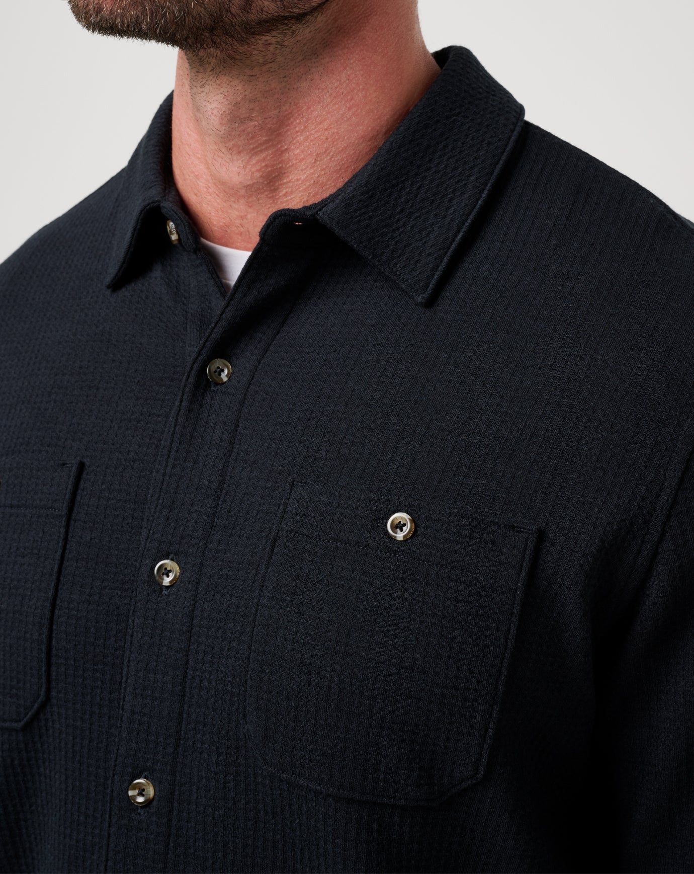 Travis Mathew Cloud Waffle Shirt Jacket- Black