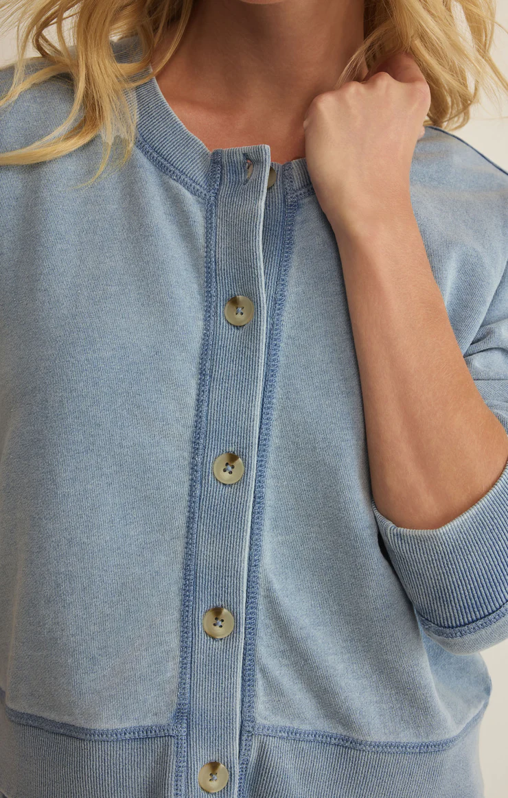 Z Supply Daily Knot Denim Cardigan- Ocean Air Indigo