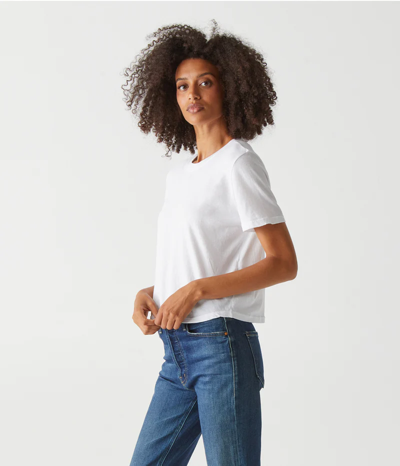 Michael Stars Blake Cropped Tee- White