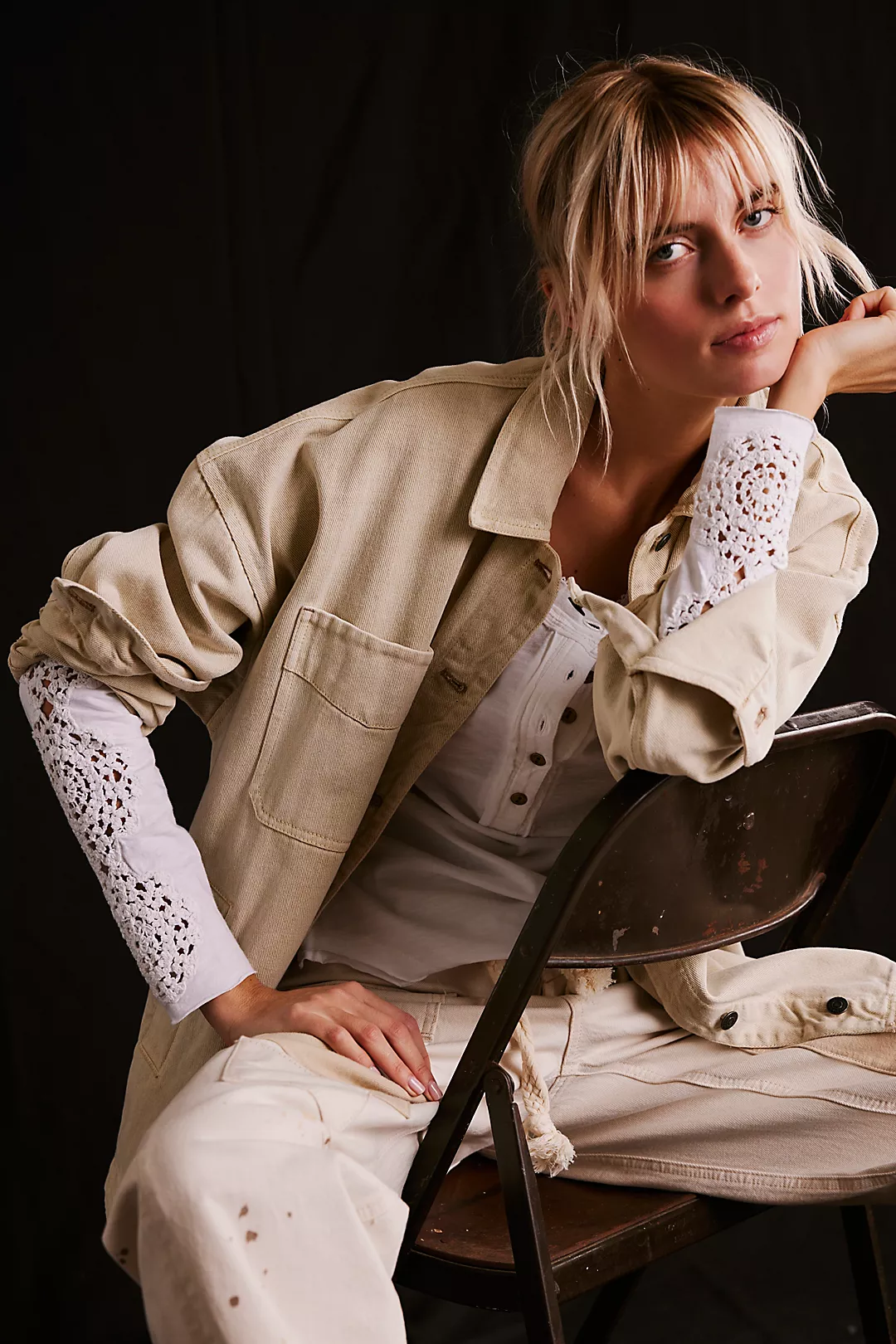 Free People Our Song Henley Cuff- Ivory