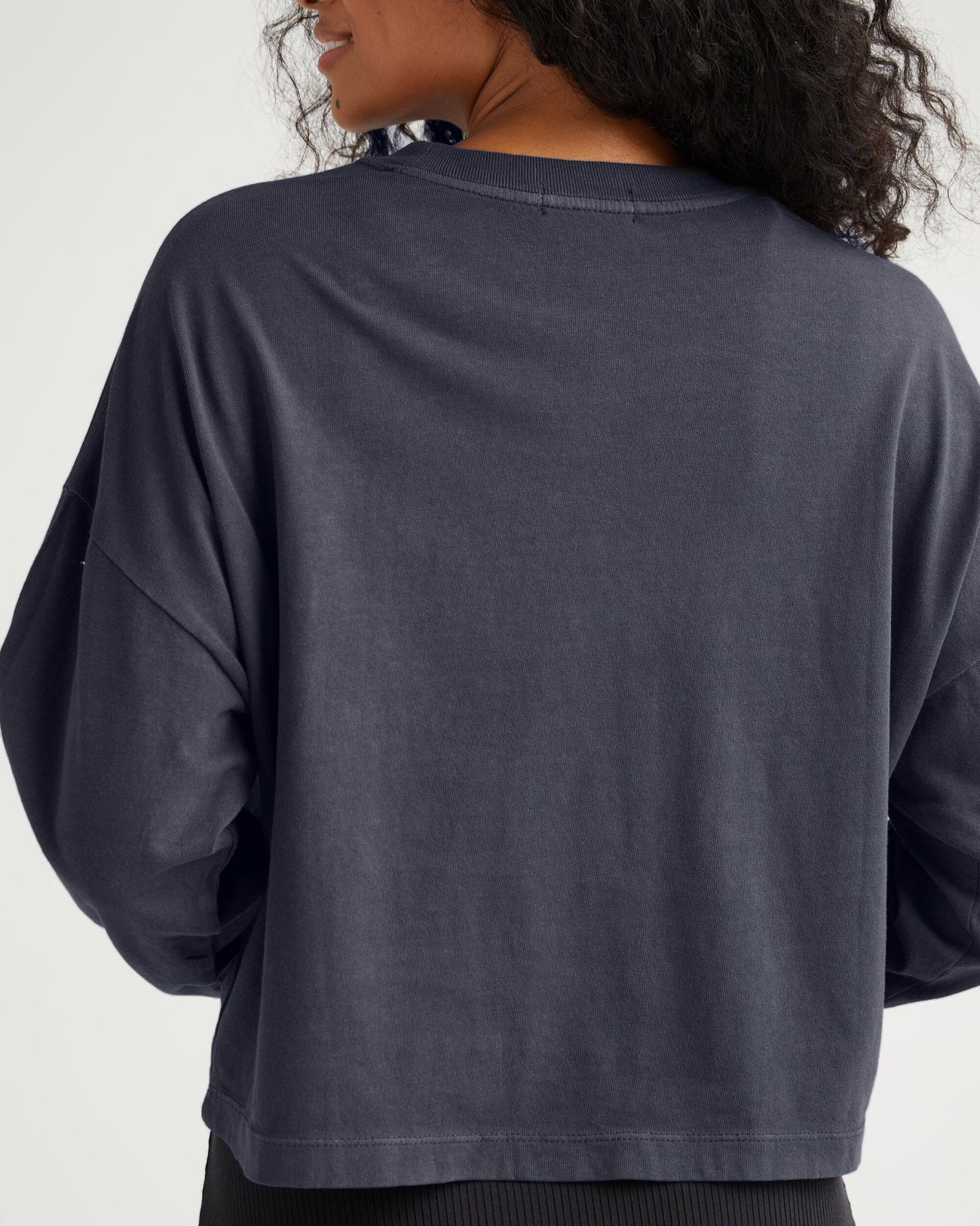 Richer Poorer Relaxed Crop Long Sleeve- Blue Steel