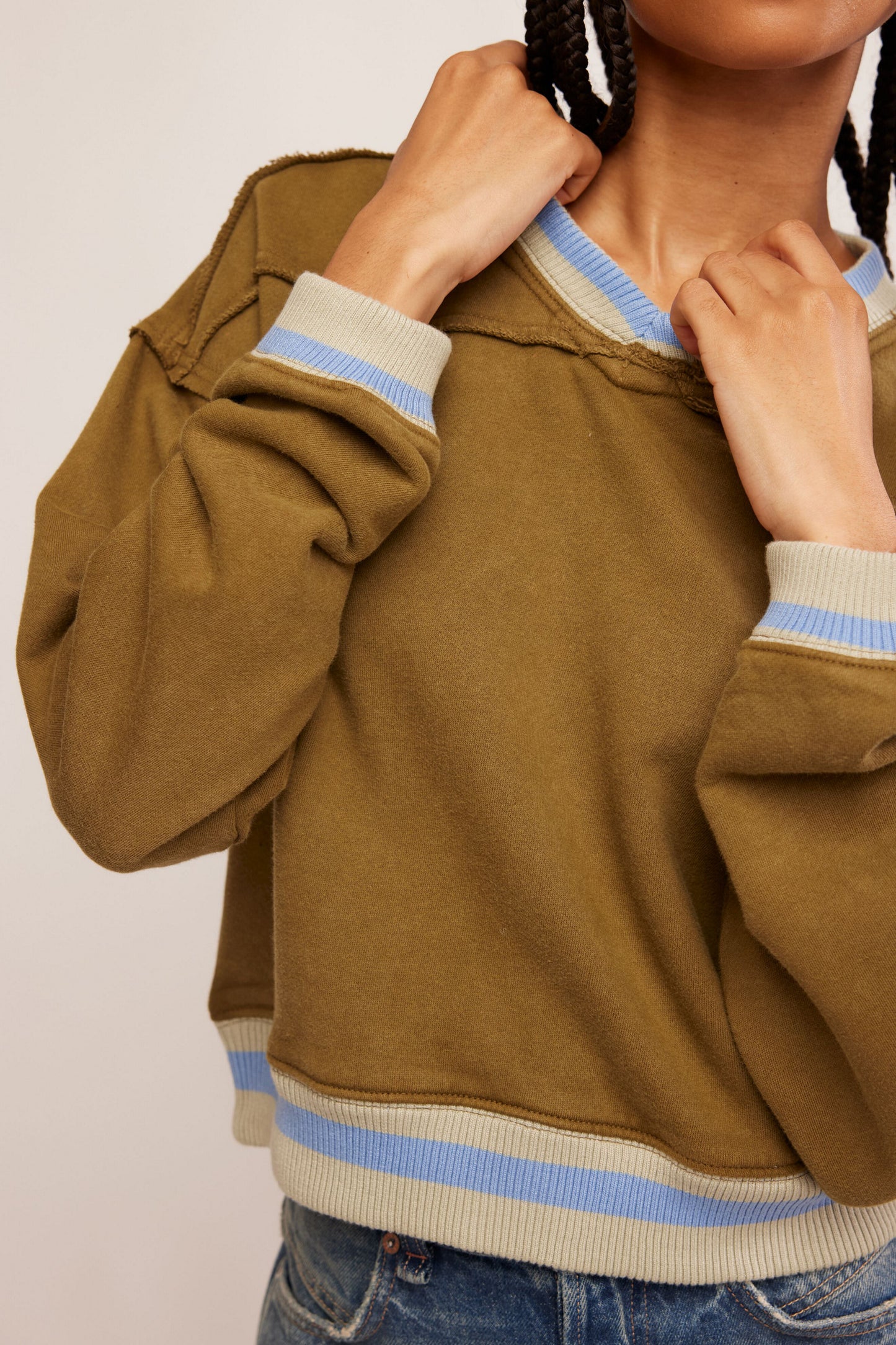 Free People Rio Sweatshirt- Seaweed Combo