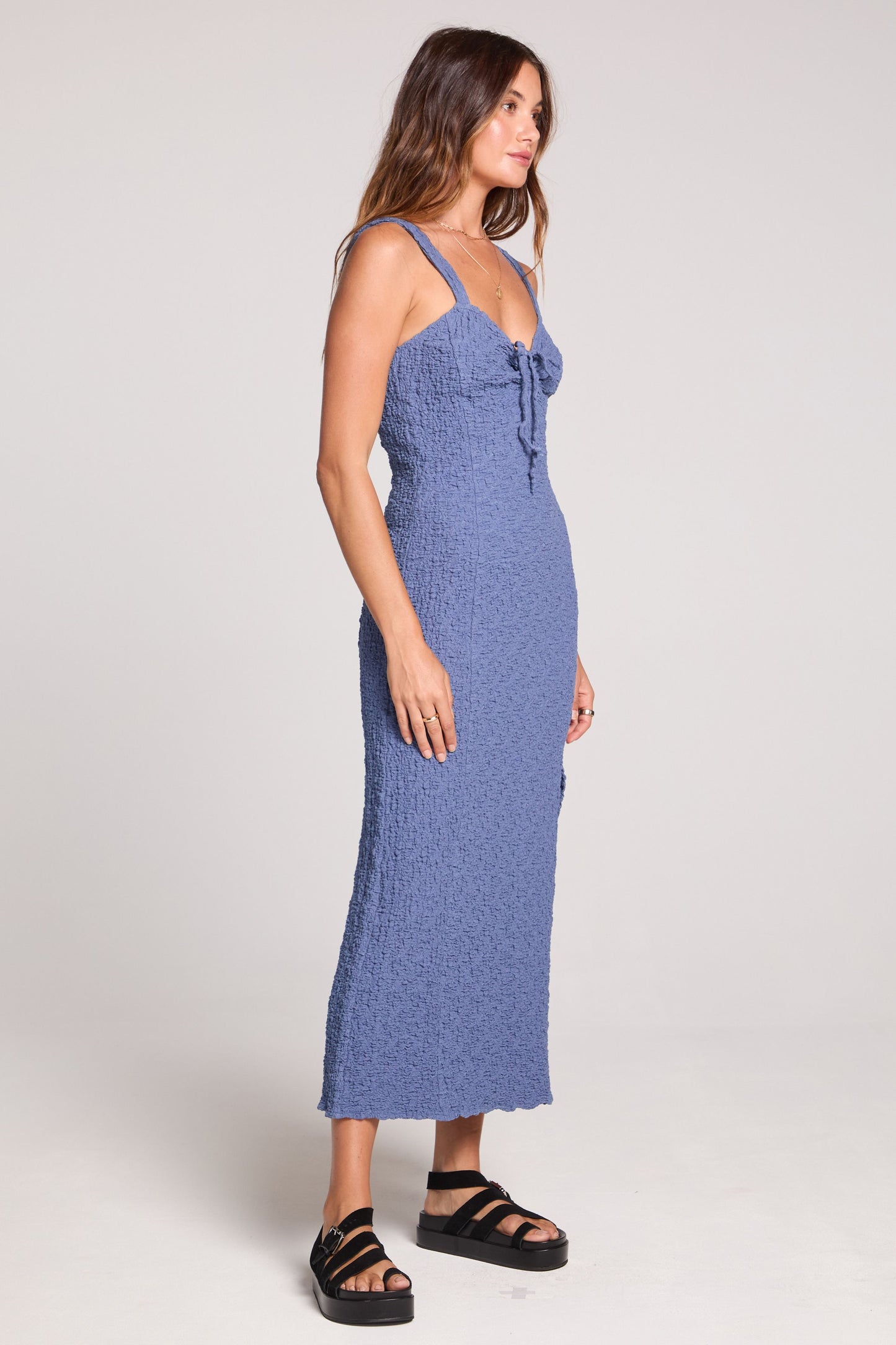Saltwater Luxe Cannan Midi Dress- Dusty Blue