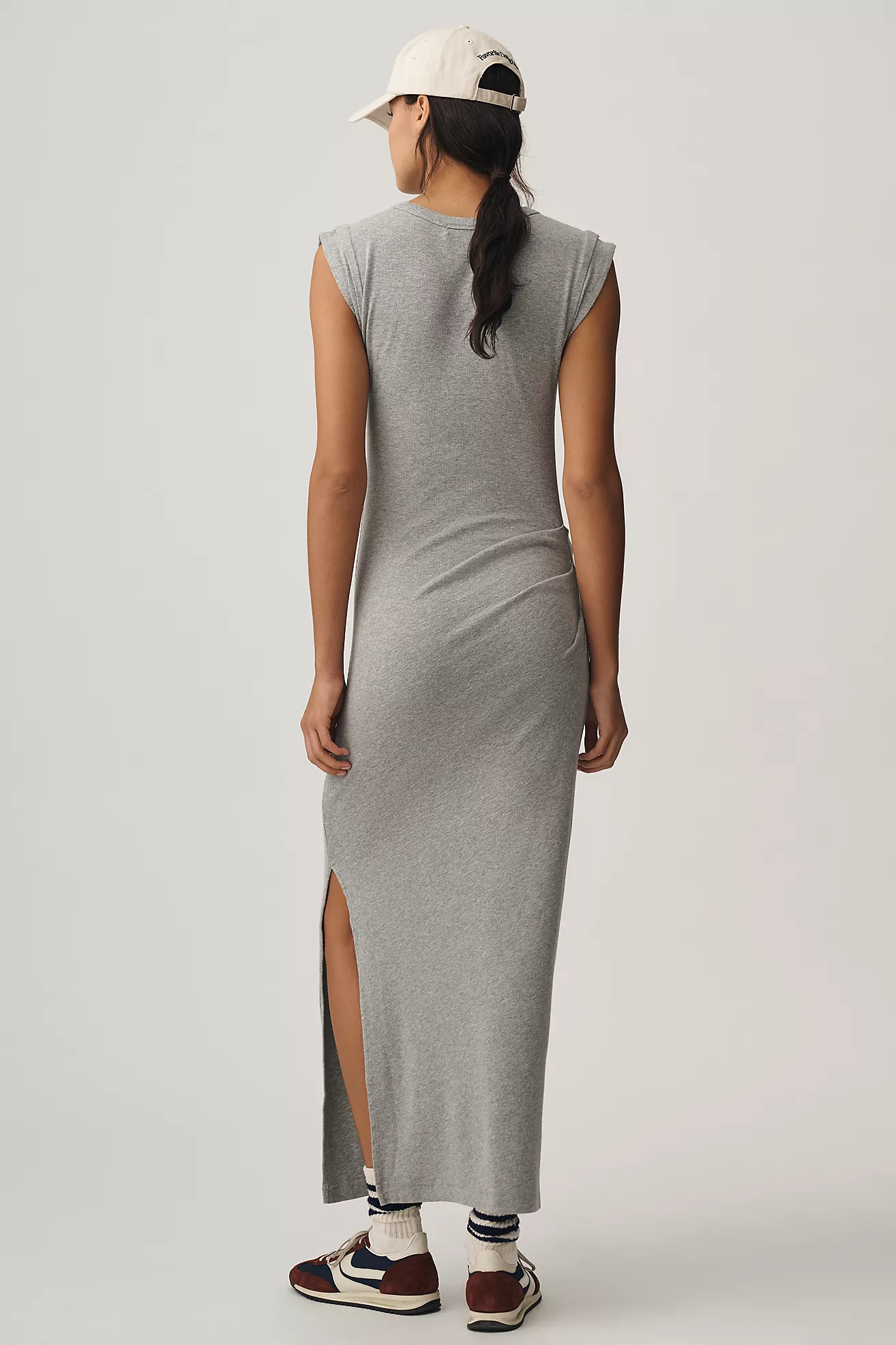 Michael Stars Calliope Power Shoulder Maxi Dress- Heather Grey