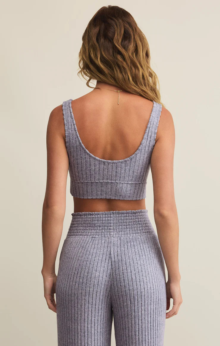 Z Supply Zoe Rib Bra Tank- Worn Blue