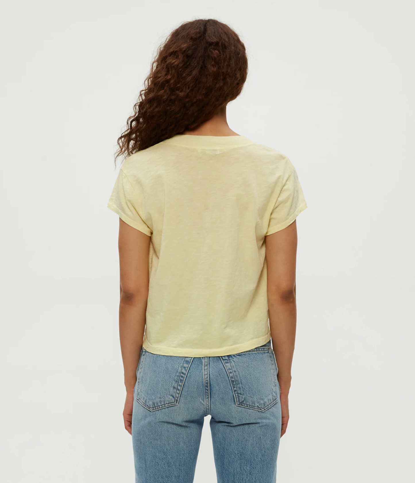 Michael Stars Harlan Cropped V-Neck- Lemonade