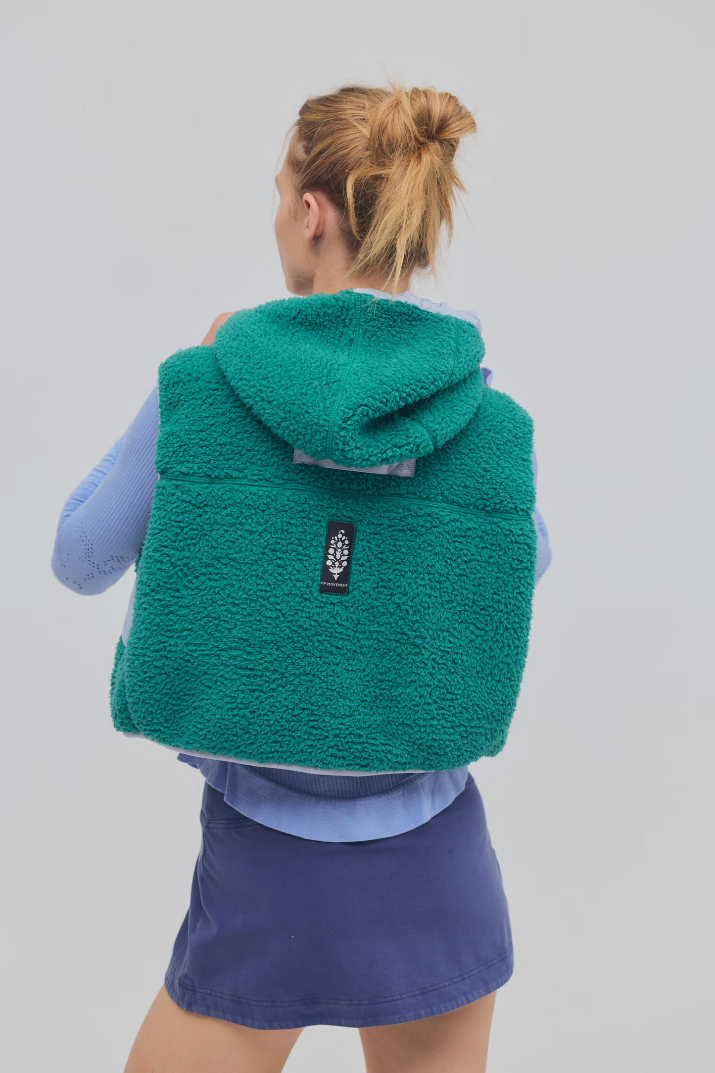 Free People Sky High Fleece Vest- Green Frost W/ Lunar