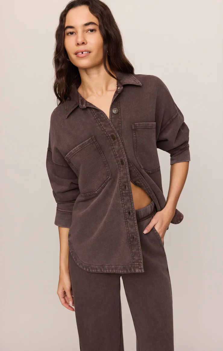 Z Supply All Day Knit Jacket- Dark Chocolate