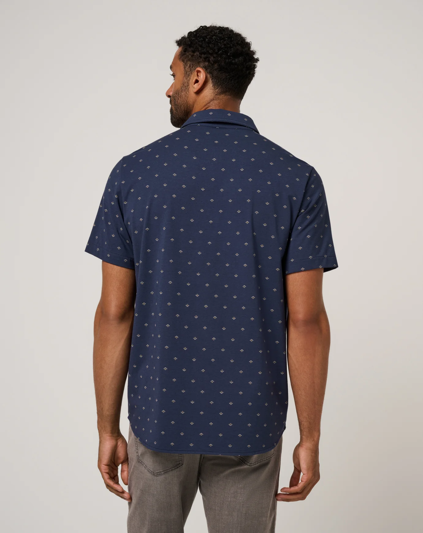 Travis Mathew Comfortknit Geo Button-Up- Total Eclipse