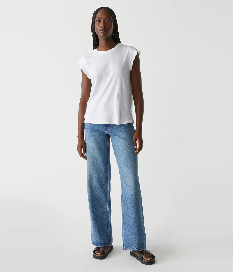 Michael Stars Joey Power Shoulder Tee- White