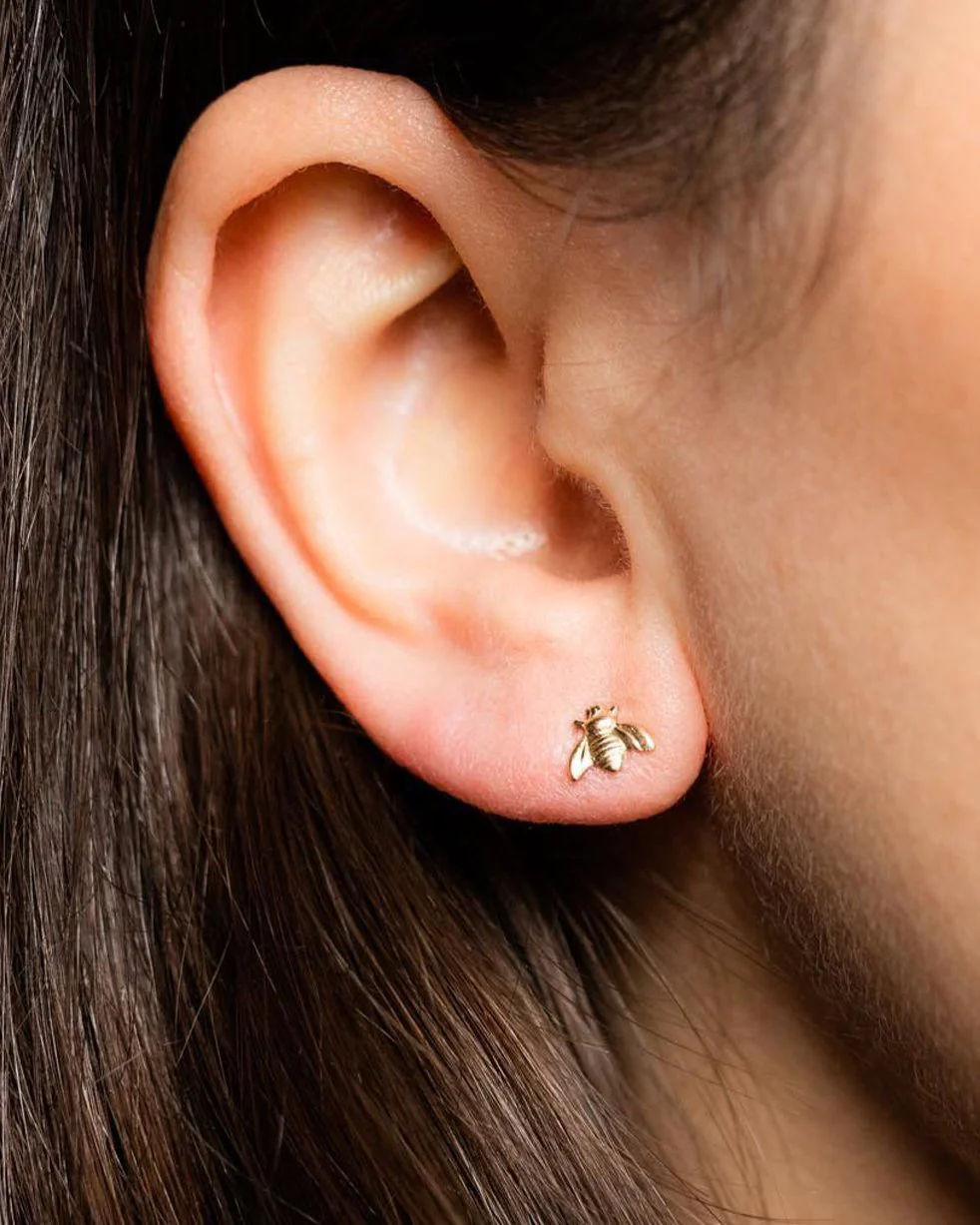 Gold Bee Stud Earrings