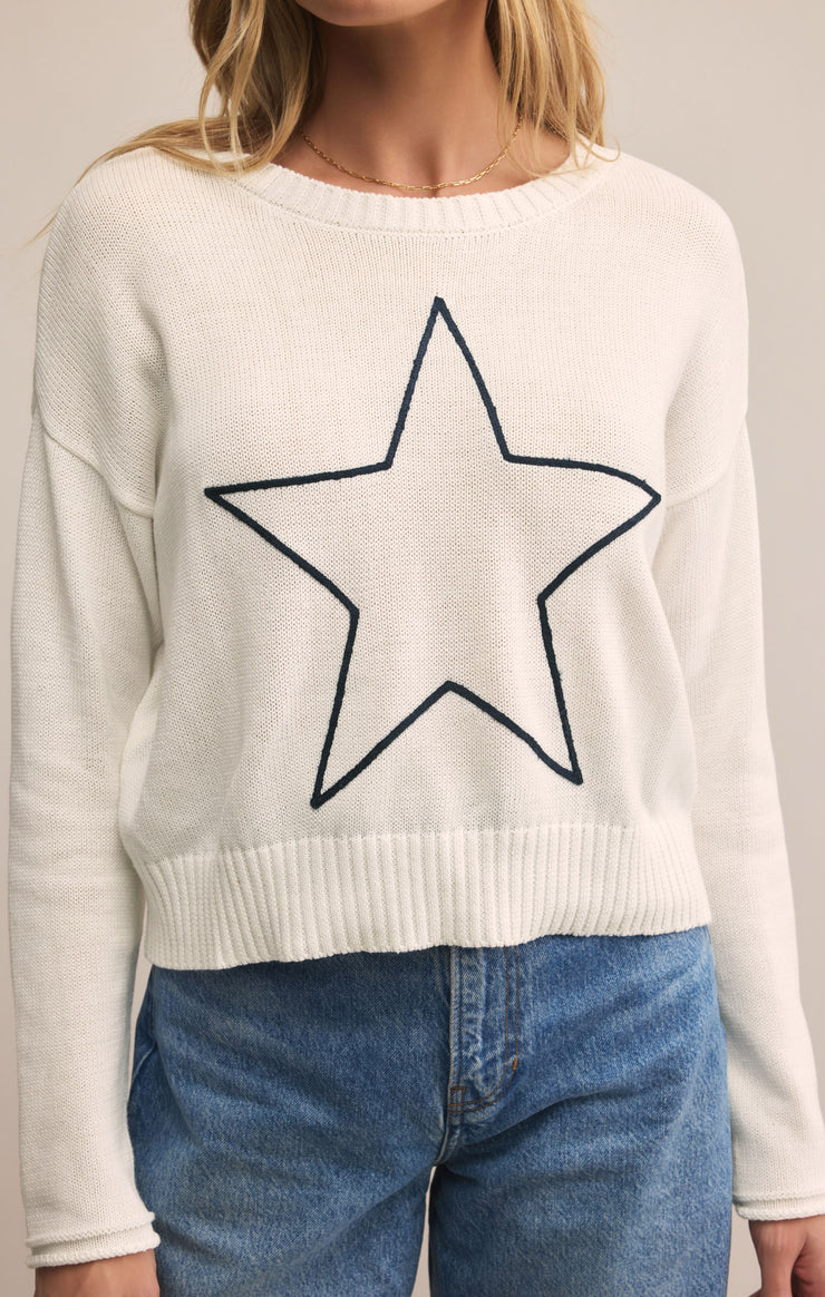 Z Supply Sienna Lucky Star Embroidered Sweater