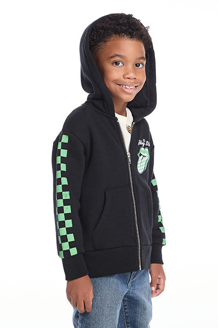 Chaser Rolling Stones Checkered tongue Logo Zip Up Hoodie