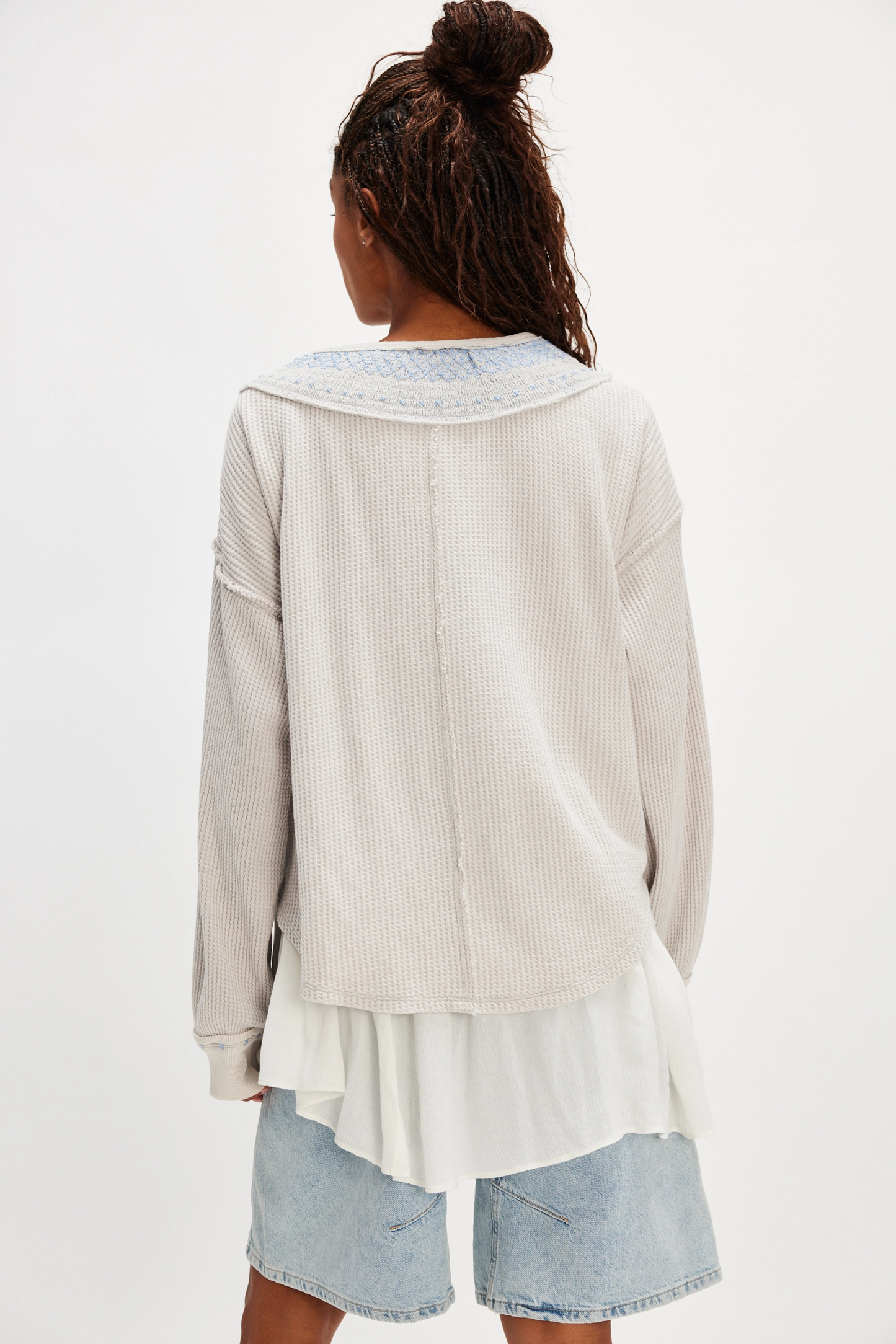 Free People Holly Henley- Grey Combo