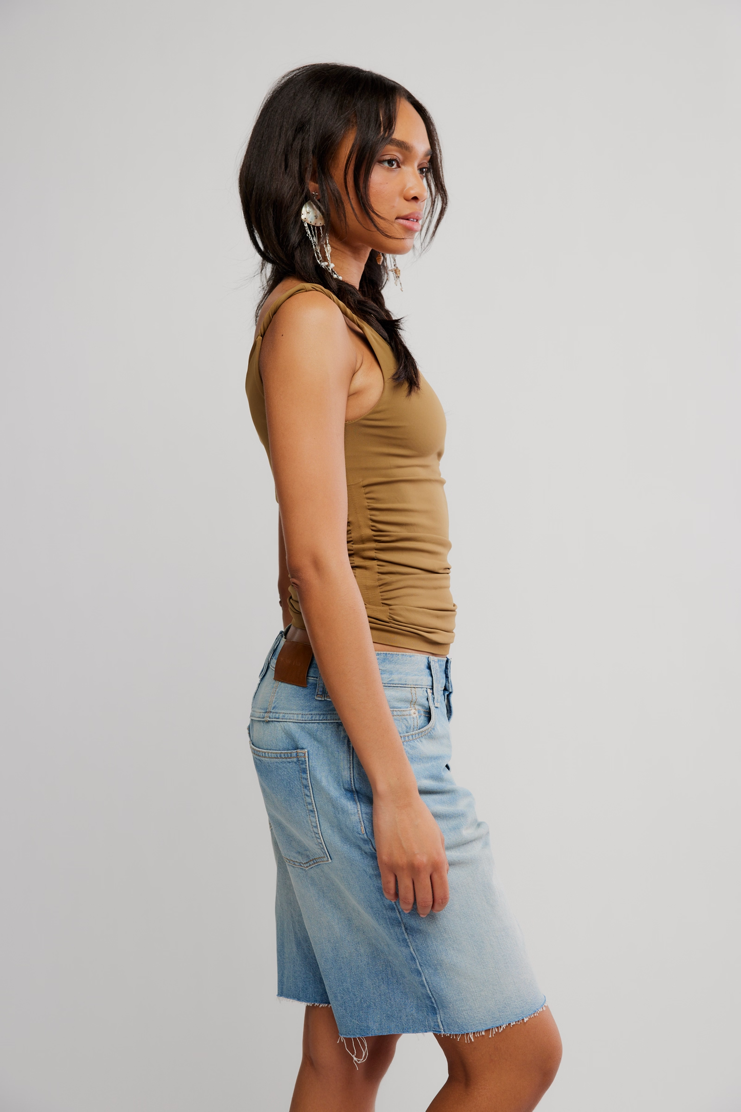 Free People Round Two Asymmetrical Tank- Mosswood