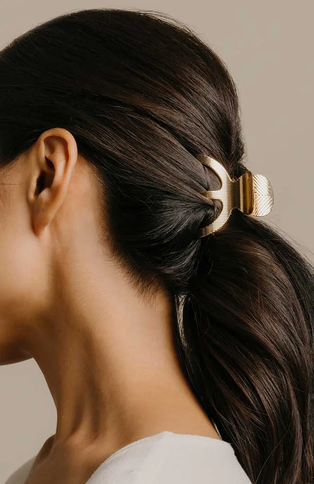 Clamp Jaw Metal Hair Clip- Gold
