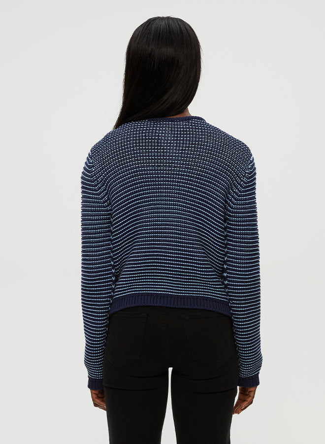 Michael Stars Kaden Crewneck Cardigan- Black & Ivory