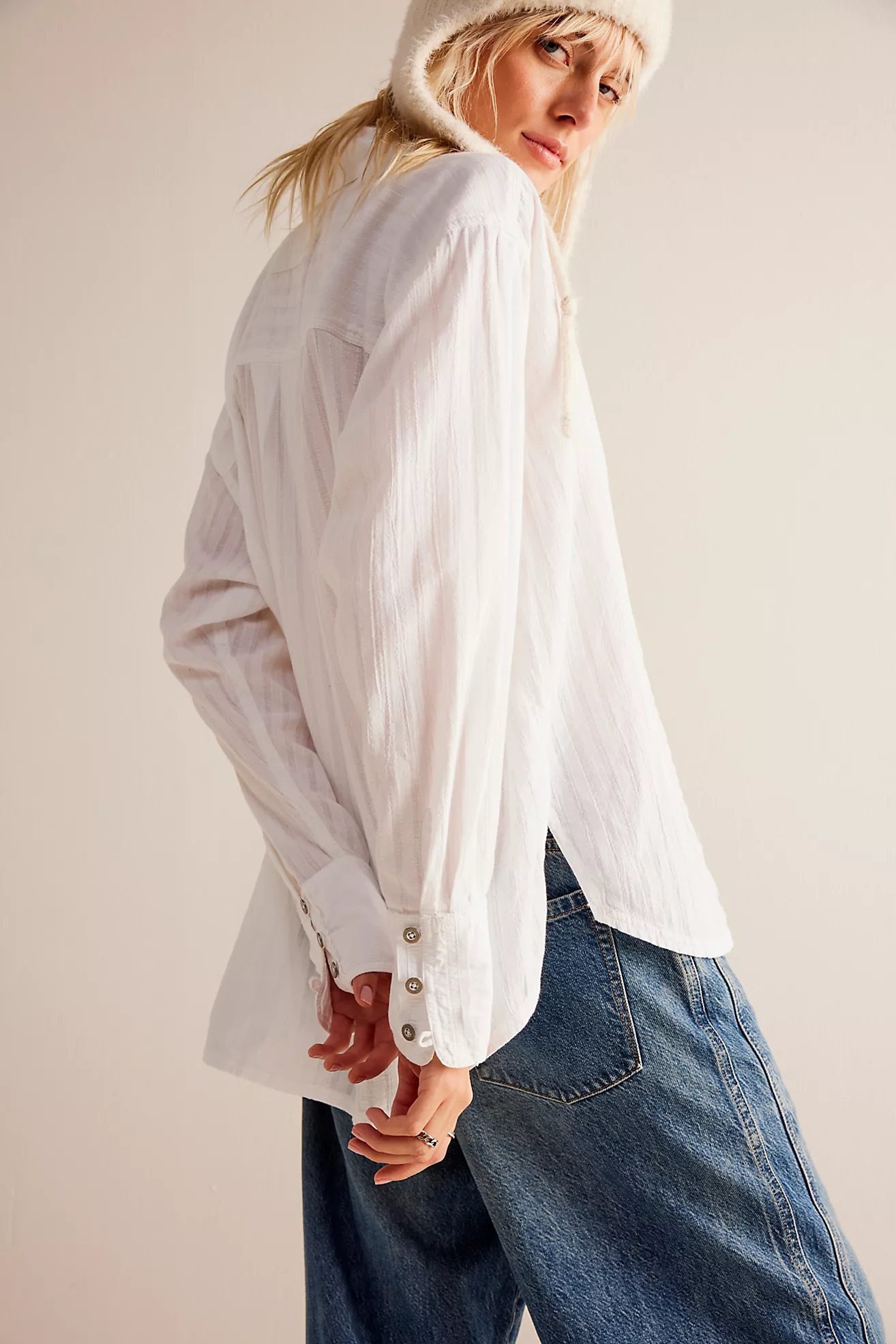 Free People Tux Vibes Shirt- Optic White