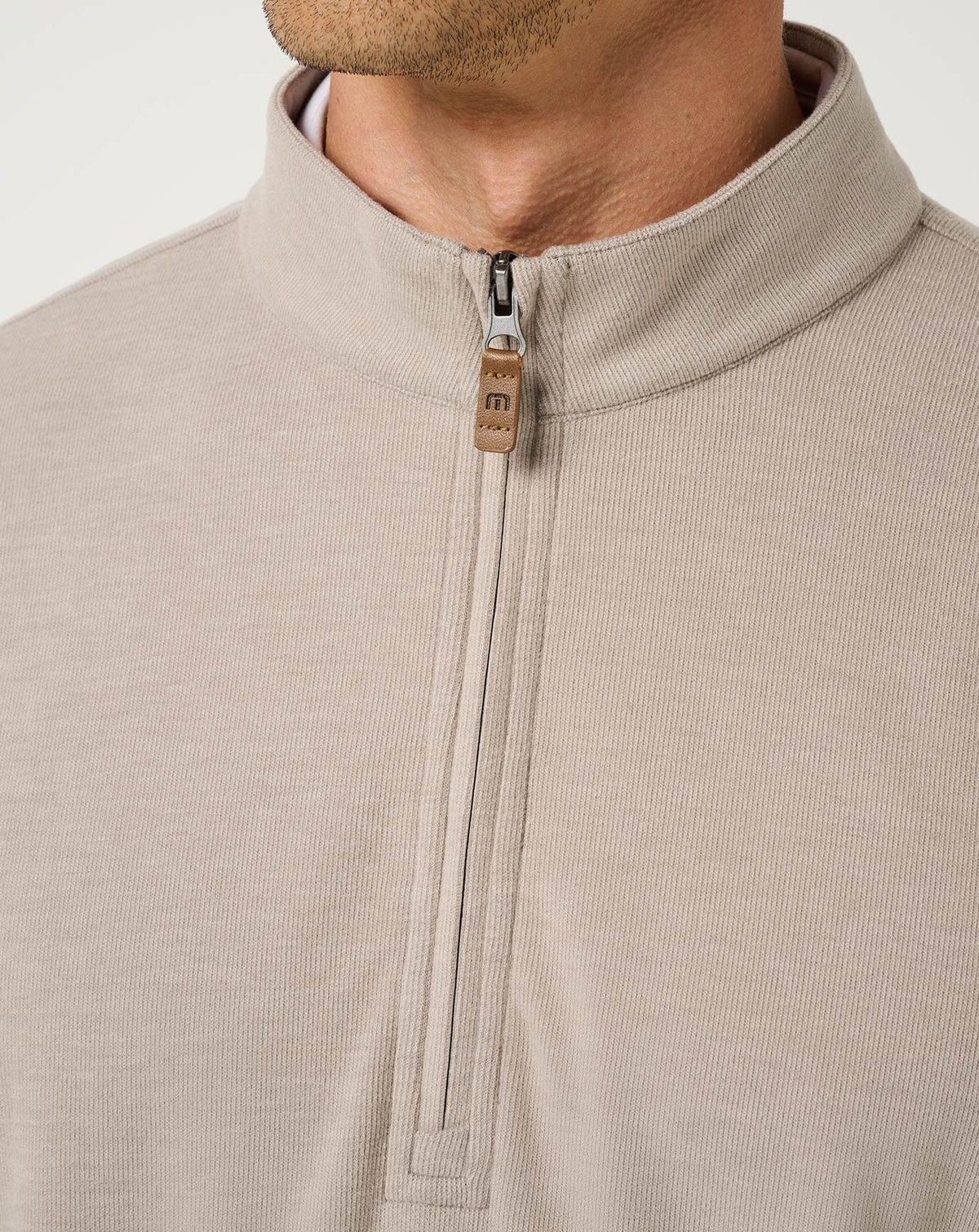 Travis Mathew Cloud Sweater Quarter Zip- Heather Roasted Cash