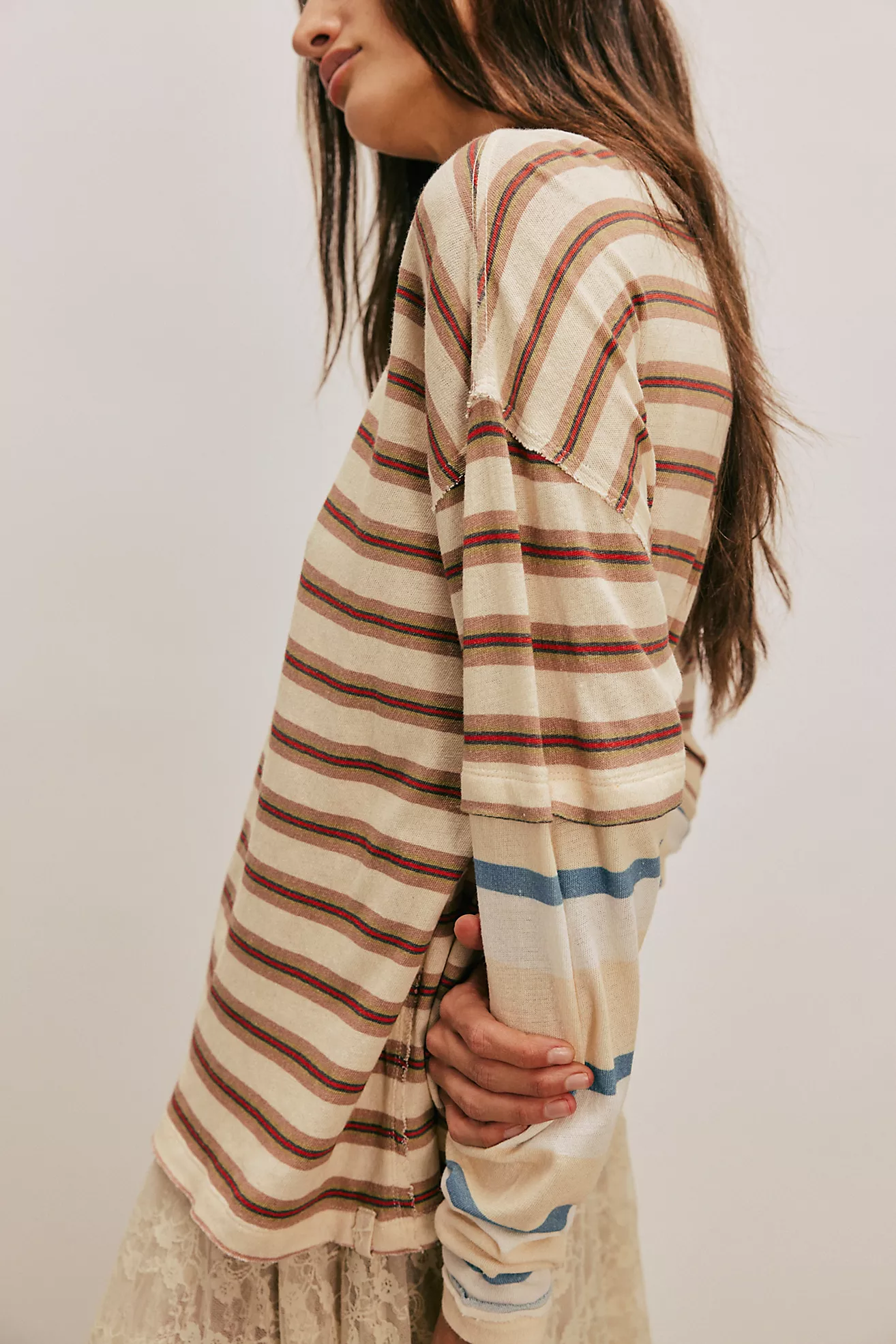 Free People Nina Stripe Long Sleeve- Neutral Combo
