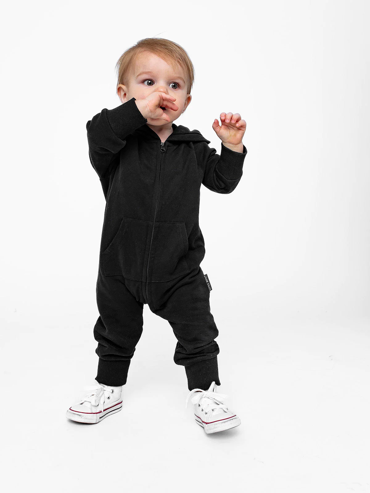Hoodie Zip Romper- Black