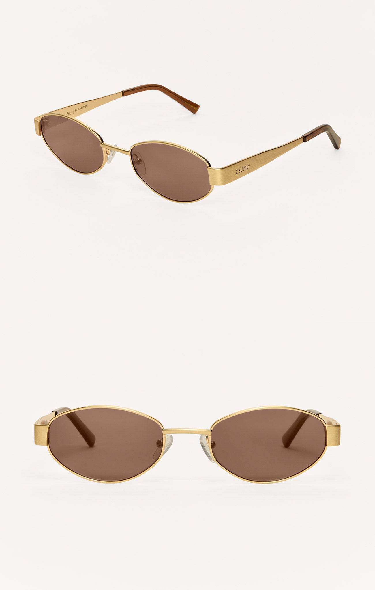Z Supply Palisades Polarized Sunglasses- Satin Gold/ Brown