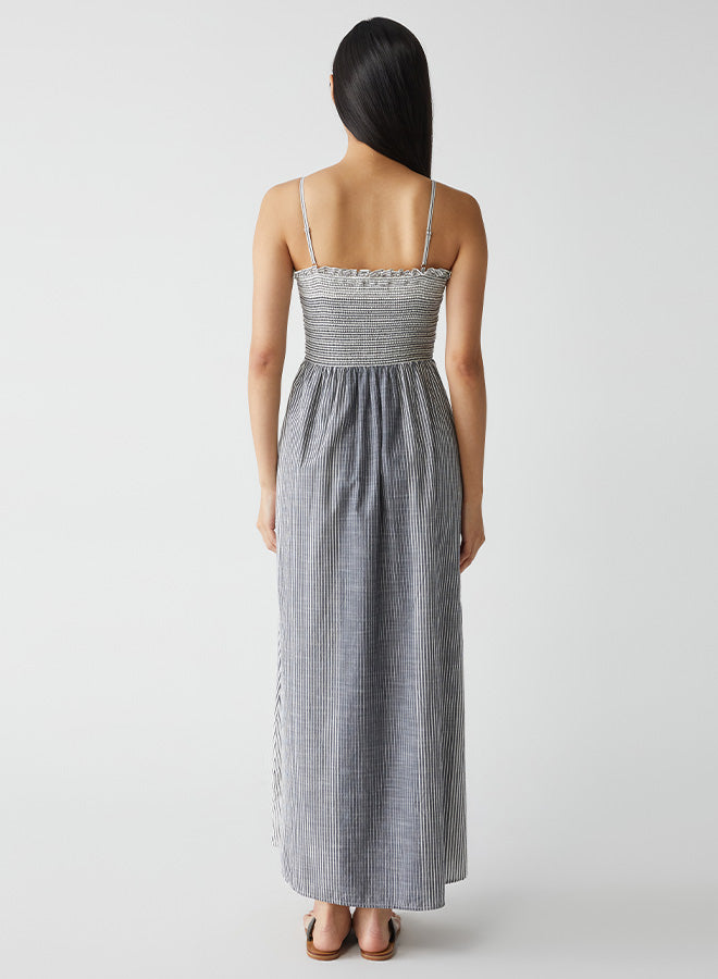 Michael Stars Leona Smocked Bodice Dress- Nocturnal Stripe