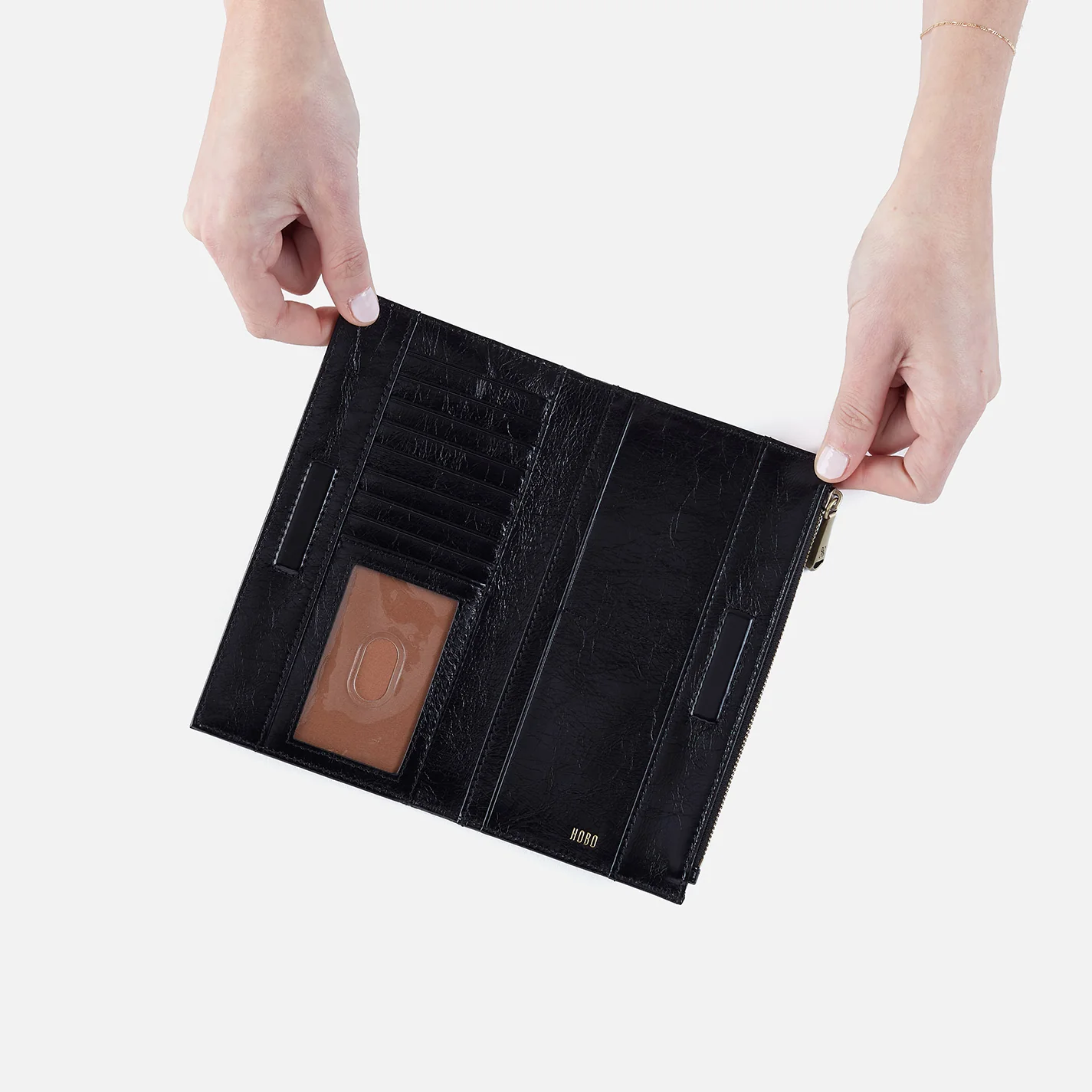HOBO Jill Trifold Wallet- Black