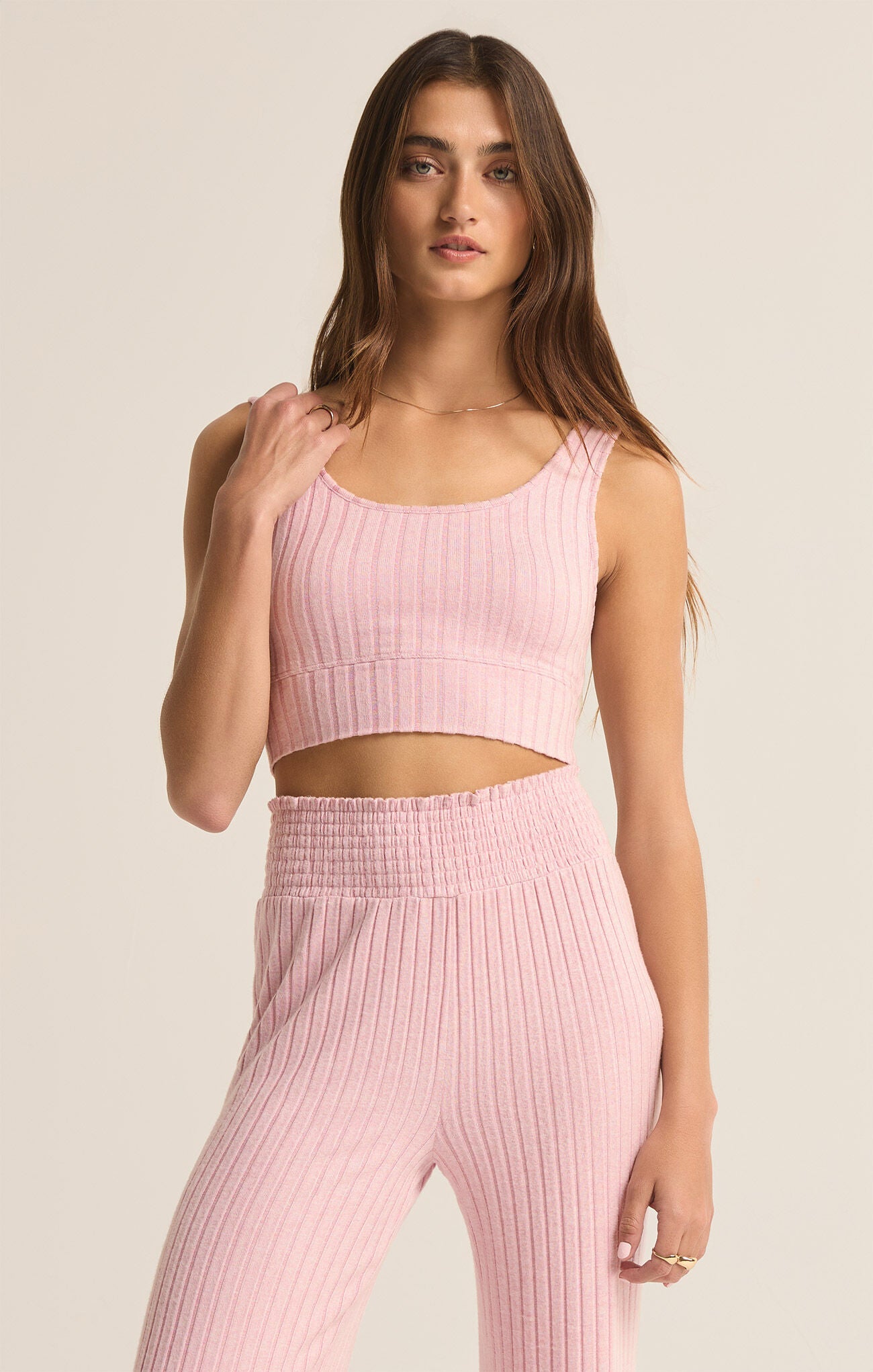 Z Supply Zoe Rib Bra Tank- Sunset Mauve