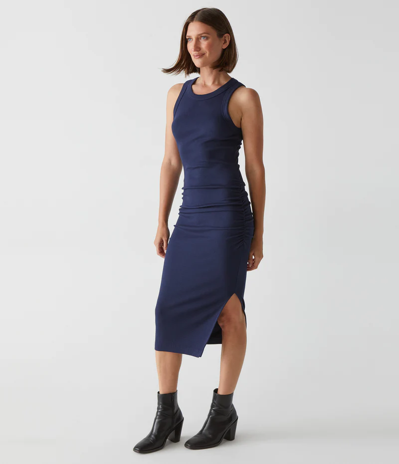 Michael Stars Wren Ribbed Dress- Nocturnal