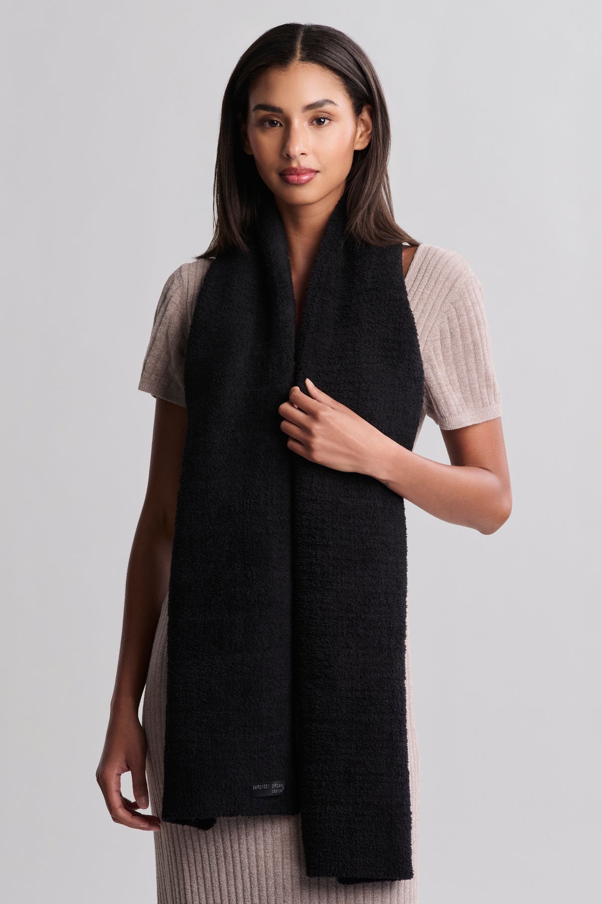 Barefoot Dreams CozyChic Grid Scarf- Black