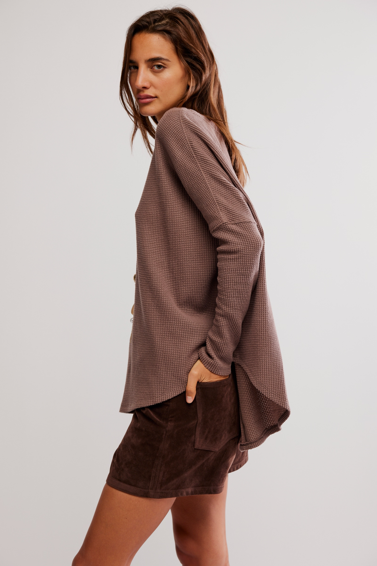 Free People Latte Blues Thermal Solid- Leafless Tree