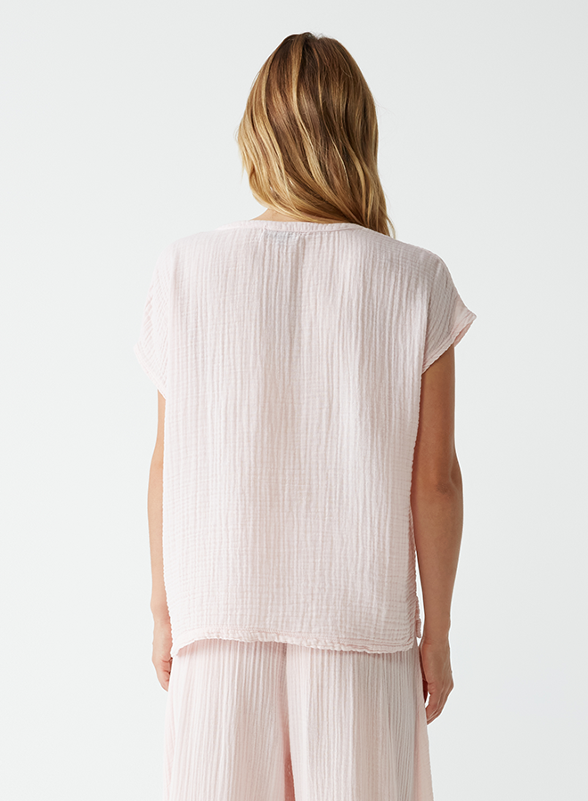 Michael Stars Naomi Split Neck Top- Lychee