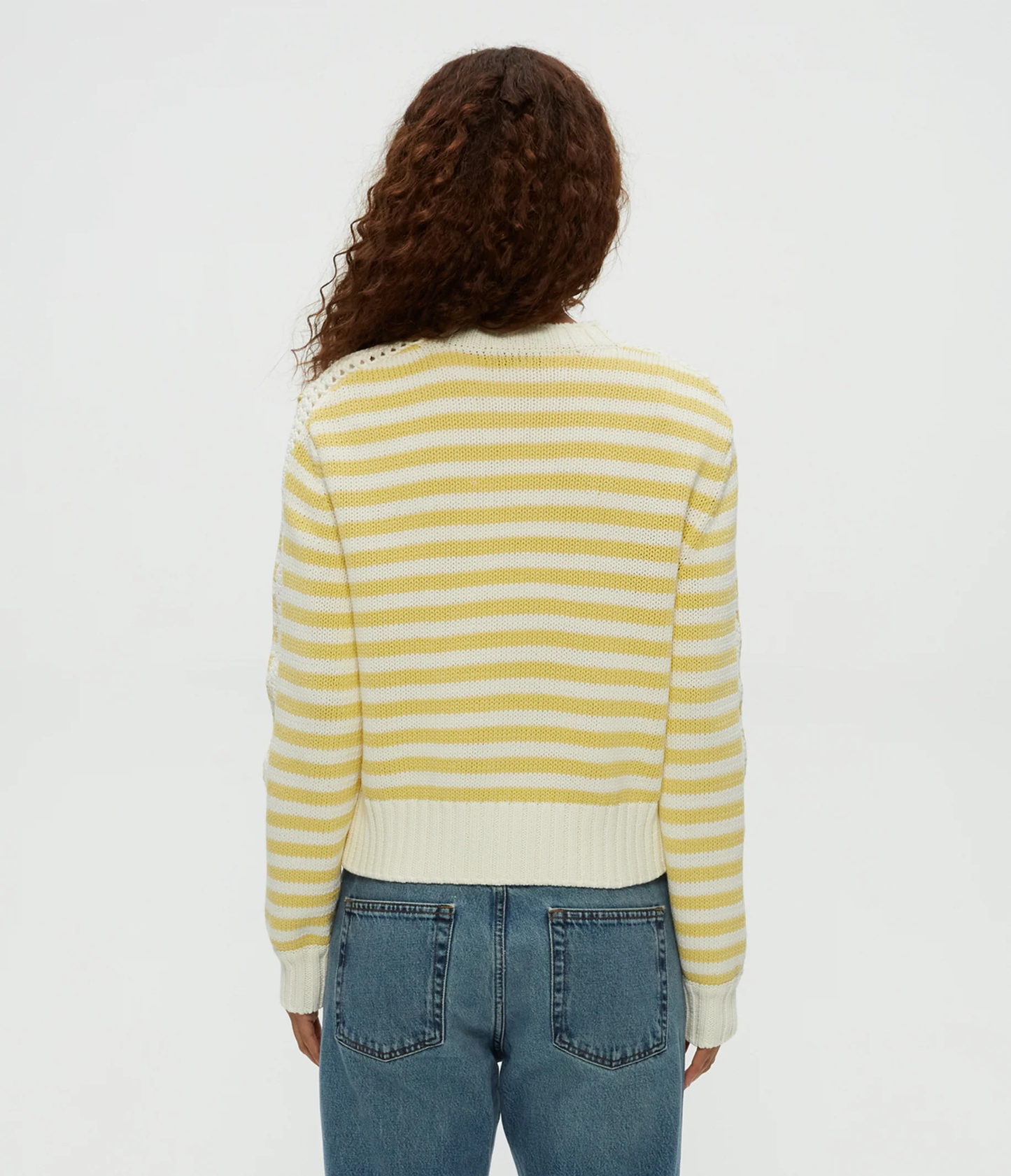 Michael Stars Merle Striped Crew Neck- Lemonade