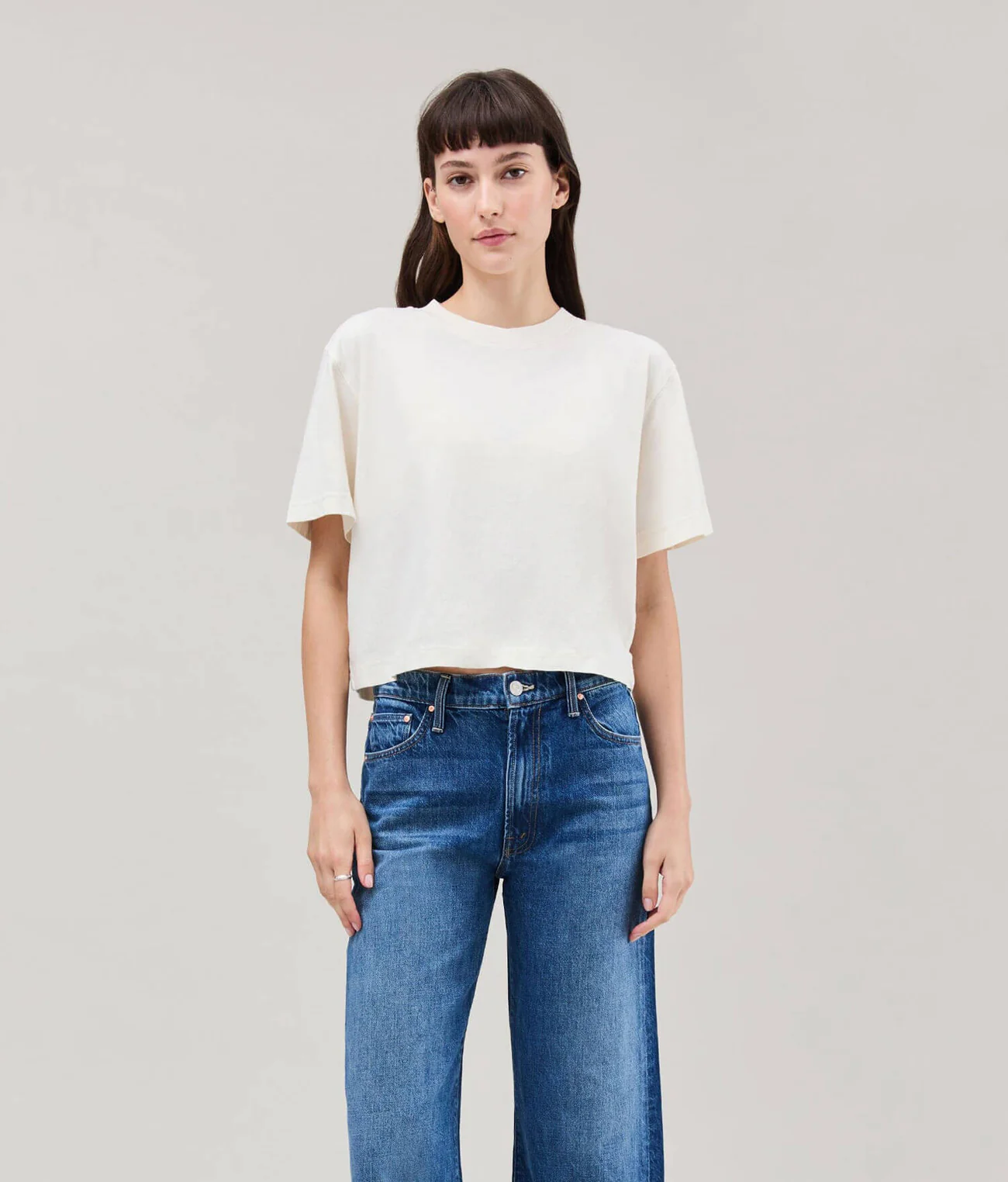 Richer Poorer Relaxed Crop Tee- Bone