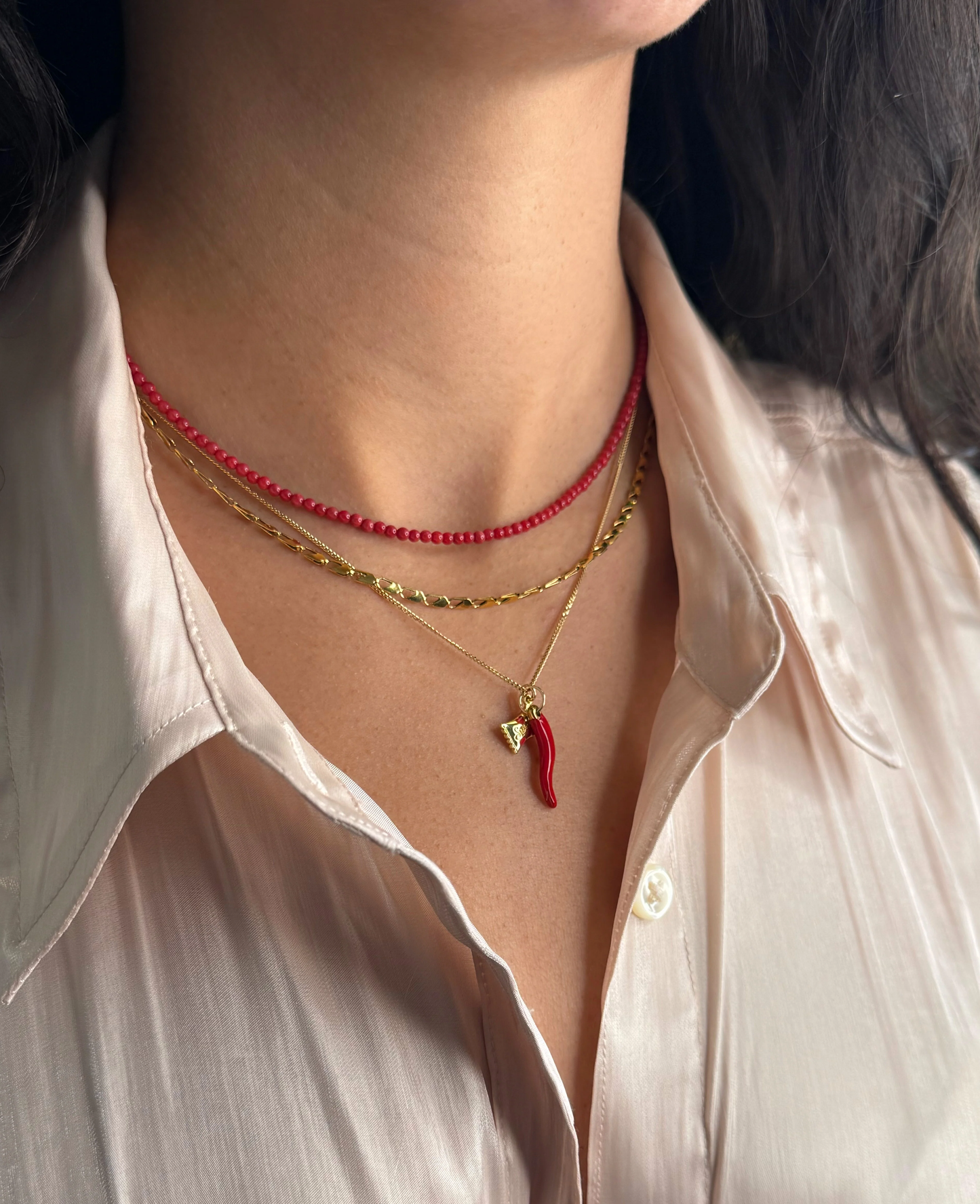 Jurate Sidekick Coral Bead Necklace