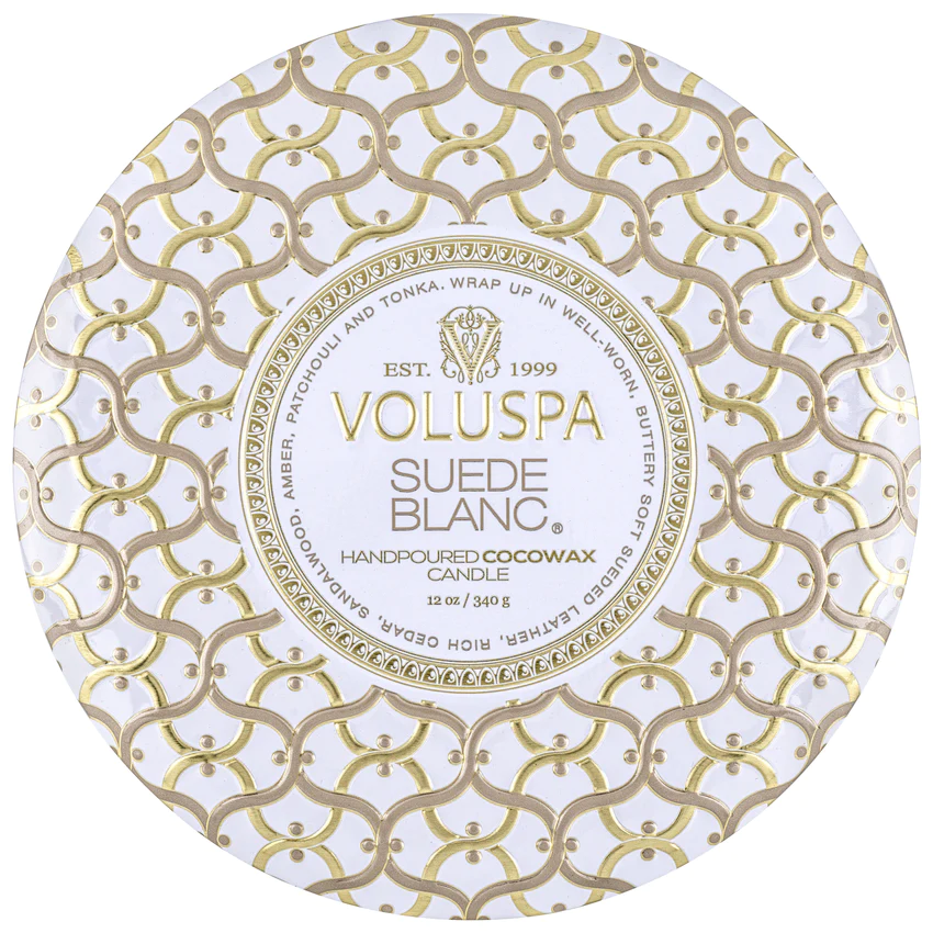 Voluspa Suede Blanc- 3 Wick Tin